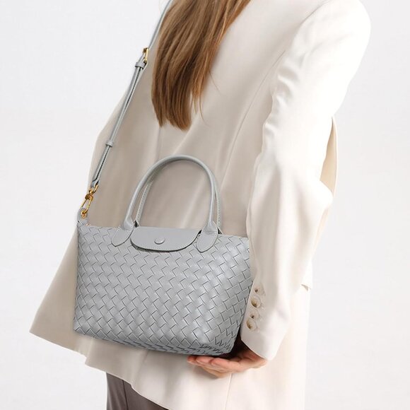 Women's Faux Leather Tote Large Capacity Crossbody Elegant Travel Fashion - Picture 6 of 7